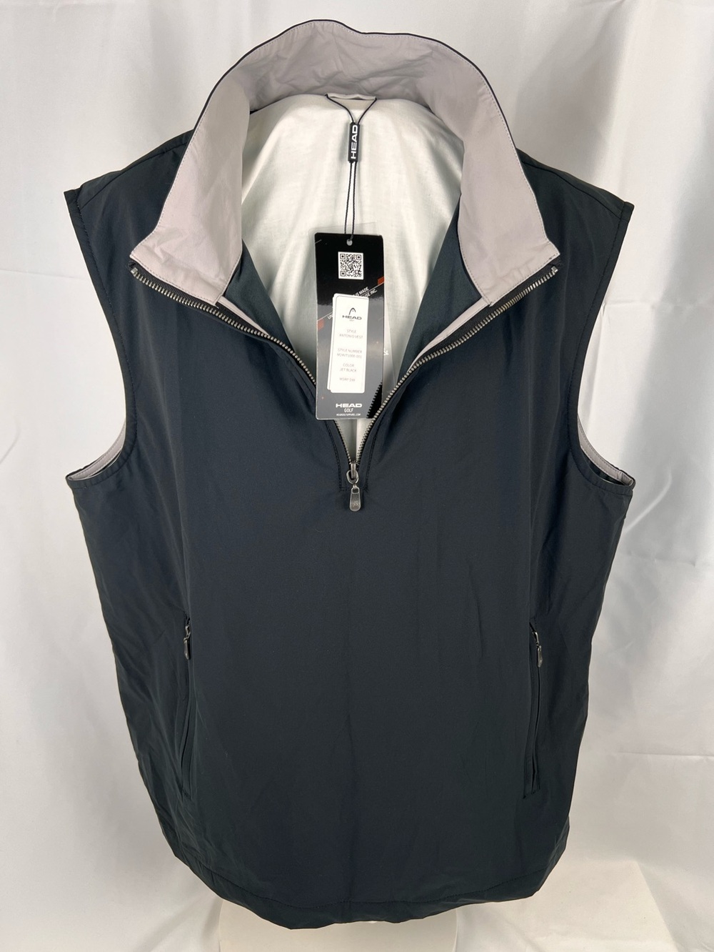 NWT HEAD Golf Men's Performance Quarter Zip Sleeveless Vest Black Size L